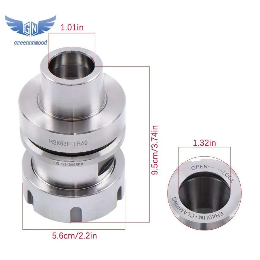 Режущий инструмент HSK63F-ER40 Collet Chucks Balanced G2.5/24000 RPM Wood Tool H