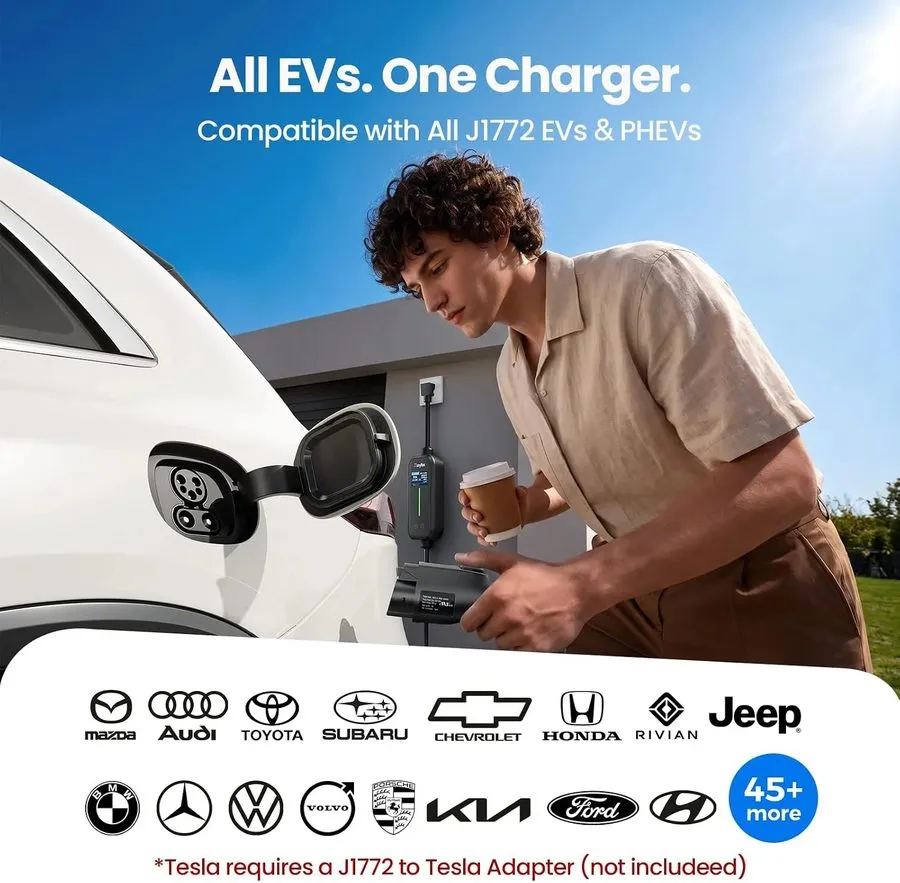 Аккумулятор 2026 Upgraded Level 1&2 Portable EV Charger, 8-16Amp Adjustable Curr