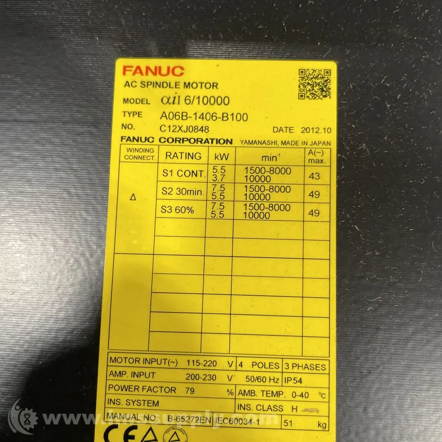Шпиндель Fanuc spindle motor A06B-1406-B100
