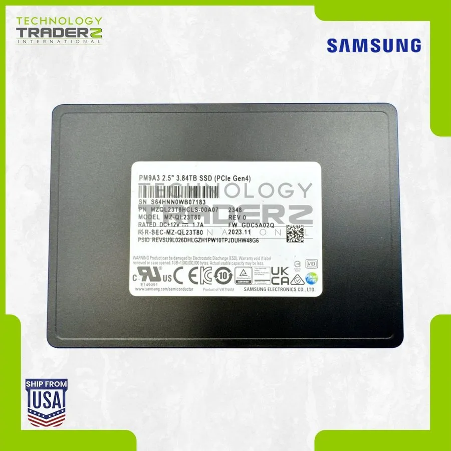 SSD-накопитель MZ-QL23T80 Samsung PM9A3 Series 3.84TB PCI-E NVMe U.2 2.5 SSD MZQ