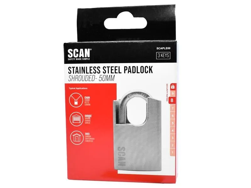 Такелажная скоба Scan Stainless Steel Shrouded Padlock 50mm Shackle Height 31mm — фото лота 1