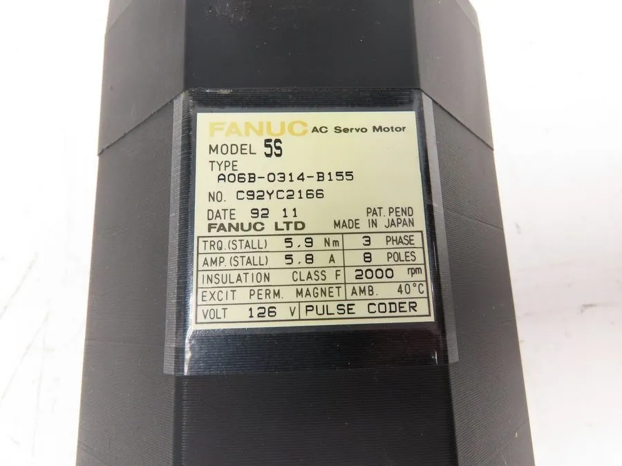 Серводвигатель FANUC 5S AC Servo Motor A06B-0314-B155 C078M1721