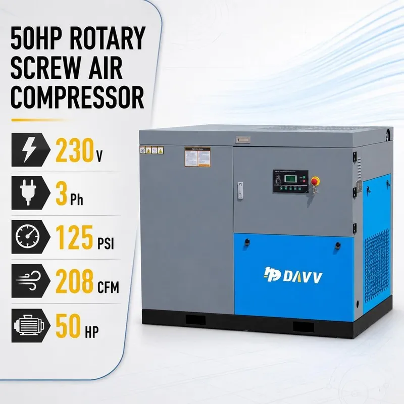 Компрессор 50HP Air Compressed System 230V 3Ph 208CFM @ 125PSI Rotary Screw Air  — фото лота 2