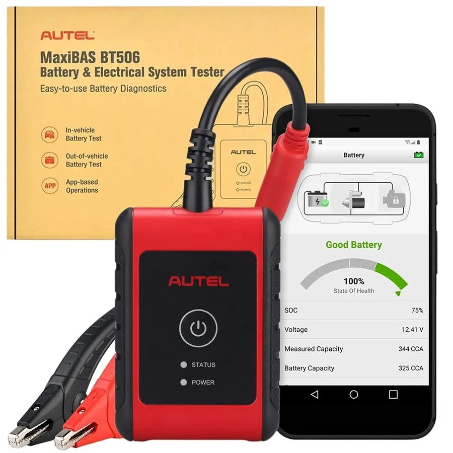Батарея Autel MaxiBAS BT508 Car Battery Tester 100-2000 CCA Automotive Battery A
