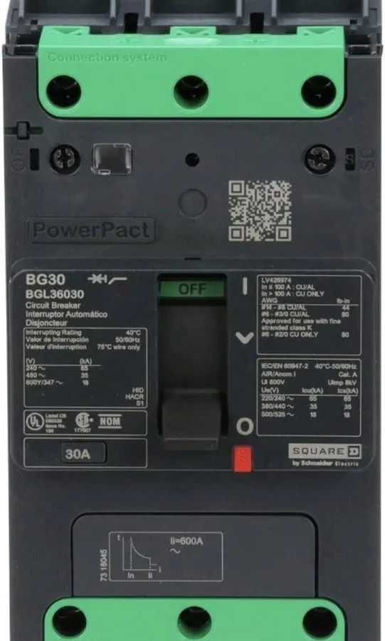 Автоматический выключатель Square D BGL36030 Circuit Breaker 3-Pole 30A 480V — фото лота 2