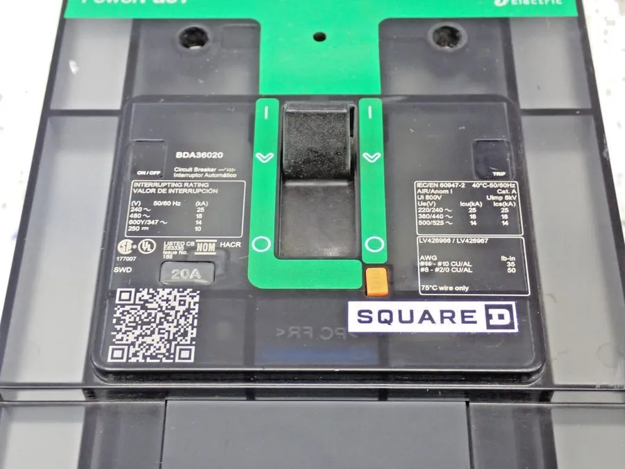 Автоматический выключатель Square D BDA36020 3 Pole 20 Amp 18KA@480V PowerPact C — фото лота 2