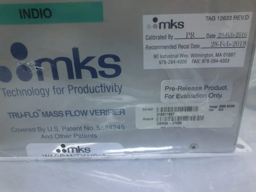 Электронный компонент MKS GBR3A-27565 TRU-FLOW Mass Flow Verifier,5000sccm, ,US_ — фото лота 1