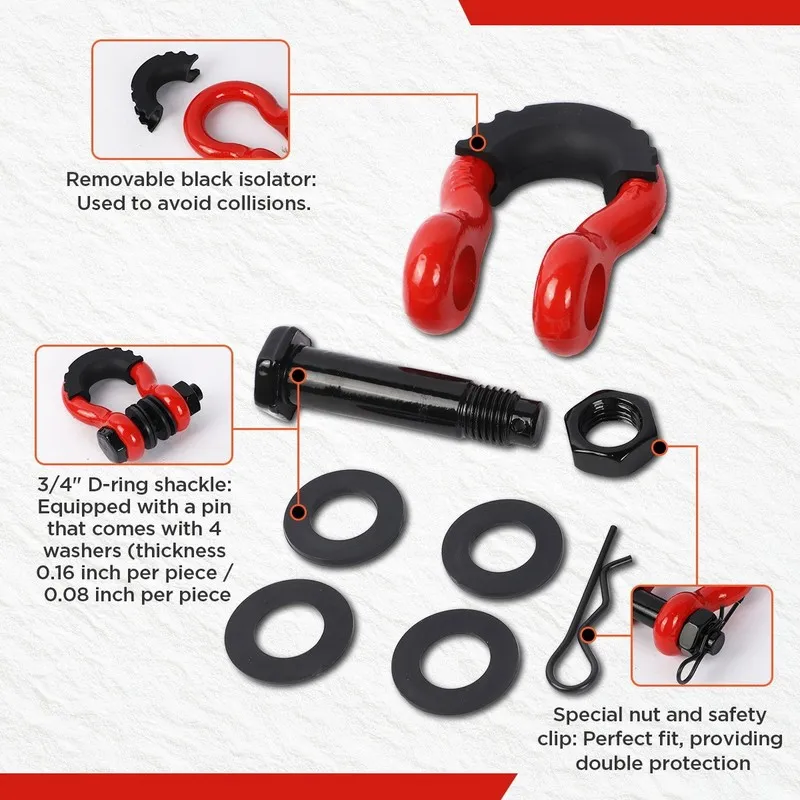 Такелажная скоба 3/4" D-Ring Shackle 4.75Ton /9500Lbs Heavy Duty Off Road Recove