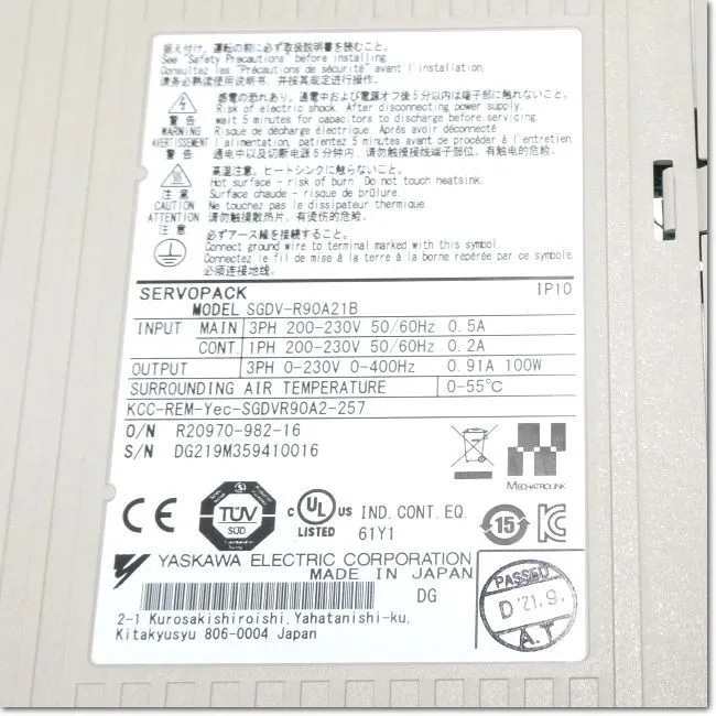 Сервопривод YASKAWA SGDV-R90A21B Servo Pack AC200V 0.1kW Unused Stored Item From