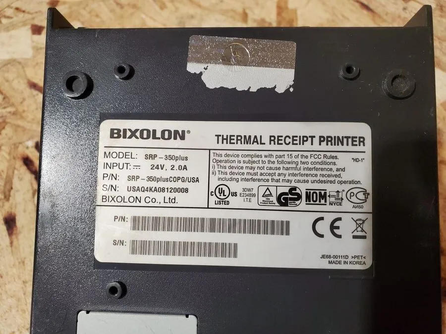 Принтер чеков BIXOLON SRP-350plus PR10135 Thermal Receipt Printer USB Windows 3.