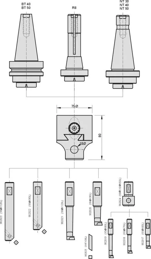 Оборудование ЧПУ F1-12mm Milling Machine Tool Set BT/NT/R8/MT Boring Shank Sets  — фото лота 2