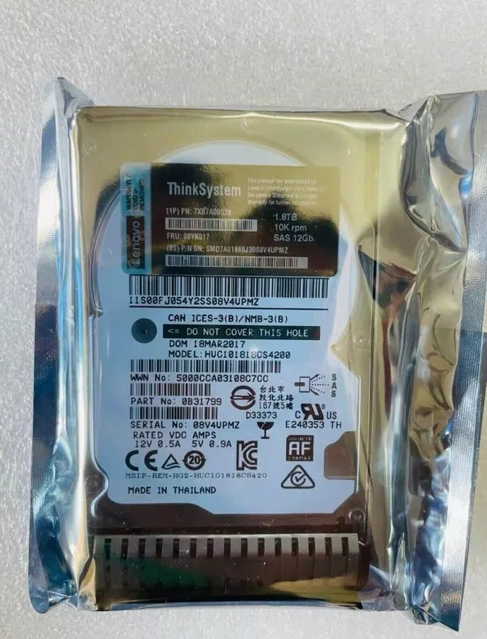 Сервер 7XB7A00028 Lenovo ThinkSystem 00YK017 2.5" 1.8TB 10K SAS 12G HDD Hard Dri