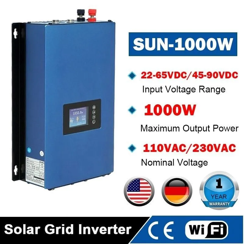 Аккумулятор 1000W Solar Grid Tie Inverter w/ Limiter MPPT Pure Sine Wave DC22-60