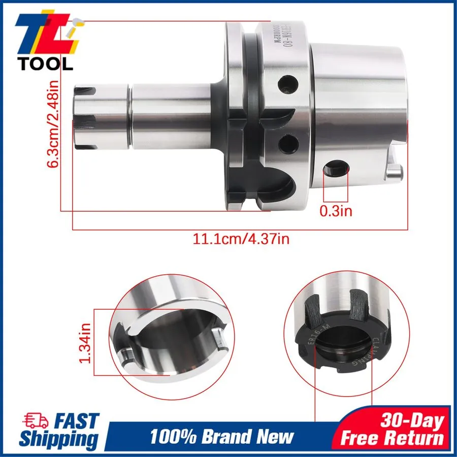 Режущий инструмент HSK63A-ER16-80 Collet Chuck Set 3.25" G2.5 24000rpm High Spee