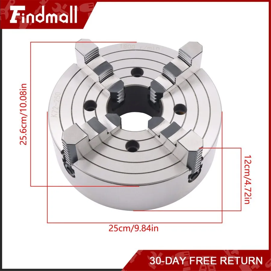 Режущий инструмент LABLT 10" K72-250 4-Jaw Lathe Chuck 0.6-9.84in Clamping Range