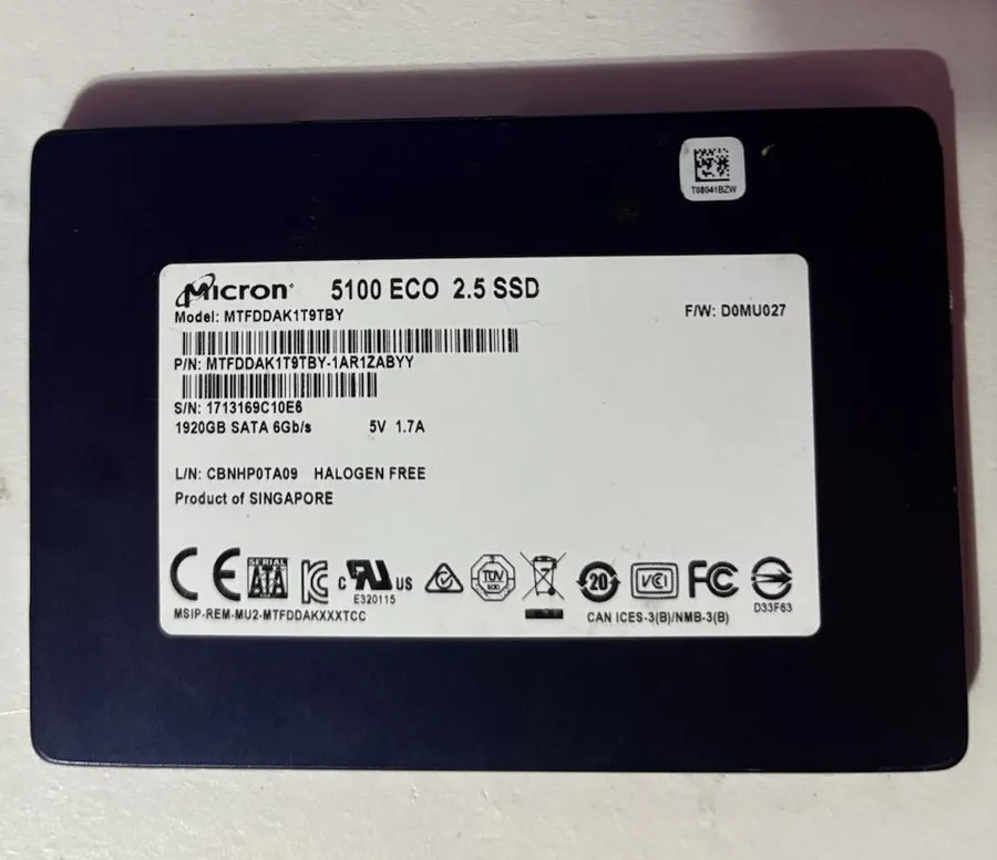 SSD-накопитель Micron 1.92TB 5100 Eco 2.5" SSD MTFDDAK1T9TBY eTLC SATA III 6Gbps
