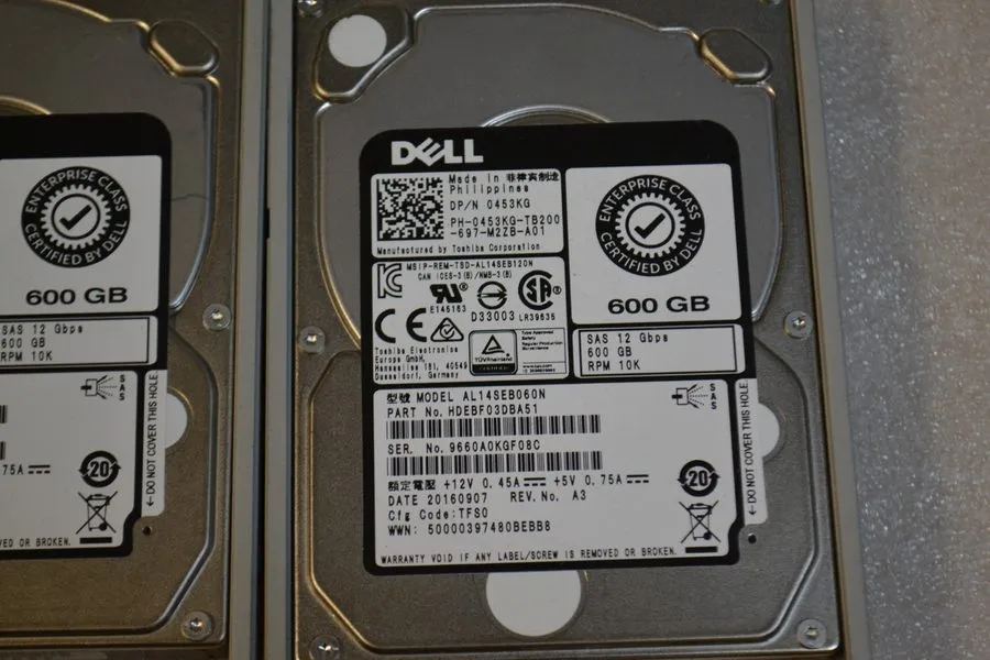 Жёсткий диск 0453KG DELL 453KG AL14SEB060N 600GB 10K SAS 12Gbps 2.5" HDD Hard Dr