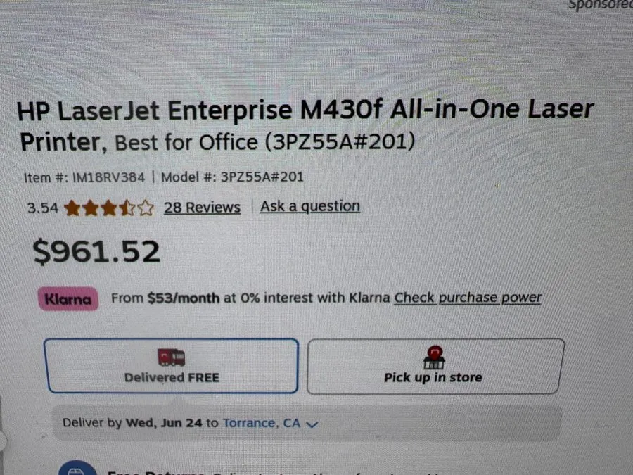 Лазерный принтер HP LaserJet Enterprise MFP M430f All-In-On B&W Laser Printer Sc — фото лота 1