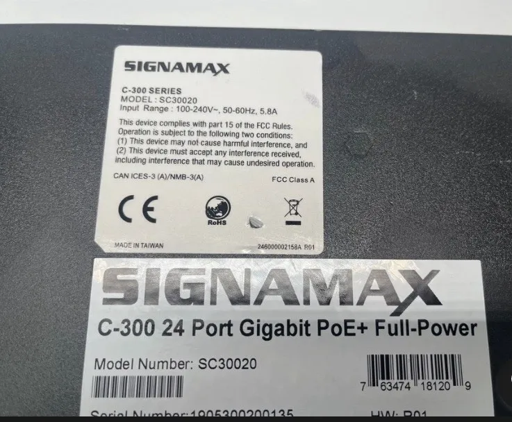 Коммутатор Signamax SC30020 C-300 24 Port Gigabit PoE+ Full Power Managed Ethern