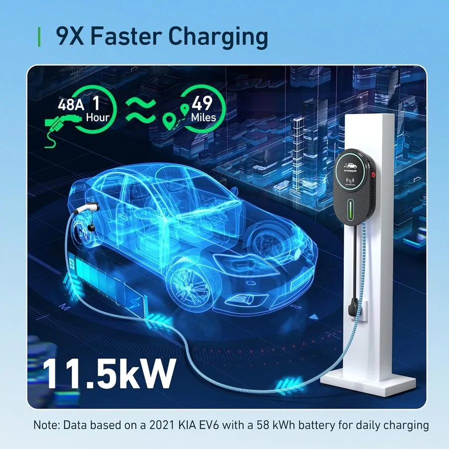 Аккумулятор 48A Level 2 Charging Station 11.5kW NEMA 14-50P w J1772 Connector RF