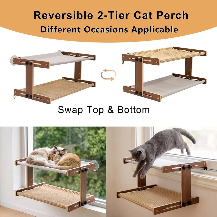 Вакуумная присоска 2-Tier Cat Window Perch, Window Mount Suction Cup Cat Hammoc