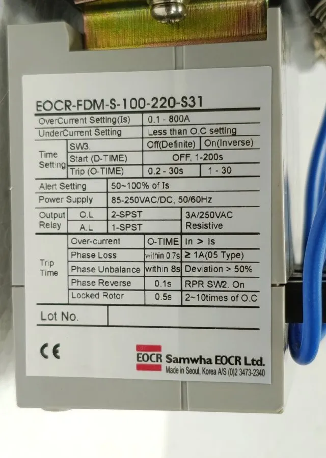 Реле защиты SAMWHA EOCR-FDM-S-100-220-S31 Digital Motor Protection Relay Convert — фото лота 2