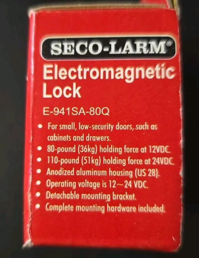 Оборудование видеонаблюдения Seco-Larm Electromagnetic Lock 80lb Capacity Tool S — фото лота 2