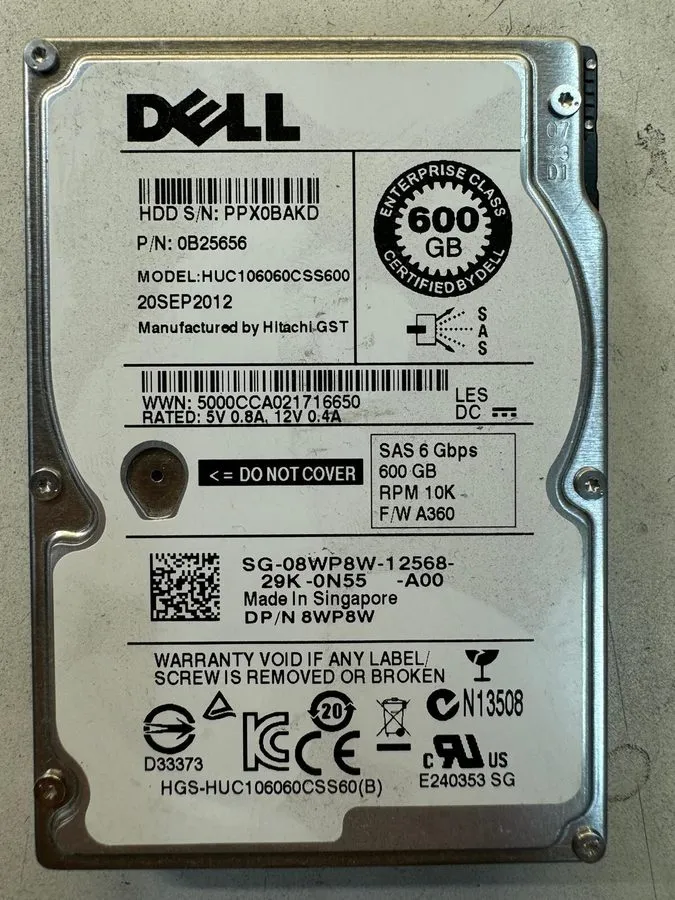 Жёсткий диск DELL 8WP8W HUC106060CSS600 0B25656 600GB 10K RPM Cache 64MB 6 Gb/s  — фото лота 2