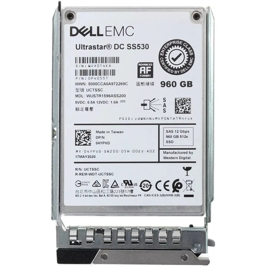 SSD-накопитель 4YPVD 04YPVD Dell EMC 960GB 12Gbps SAS RI TLC 2.5'' 512e DC SSD 1