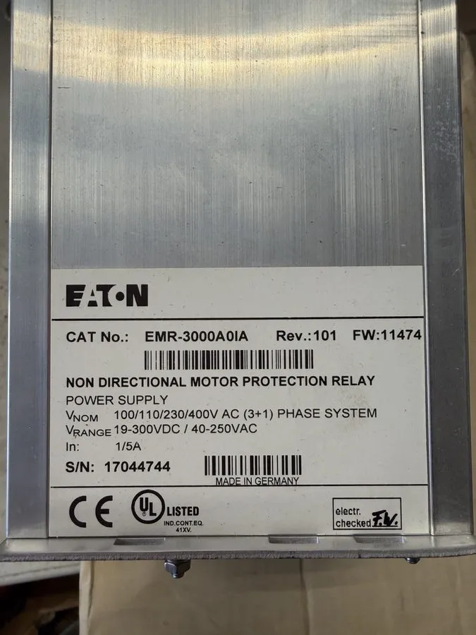 Реле защиты EATON EMR-3000A0IA MOTOR PROTECTION RELAY 1/5A 250VAC EMR3000 — фото лота 1
