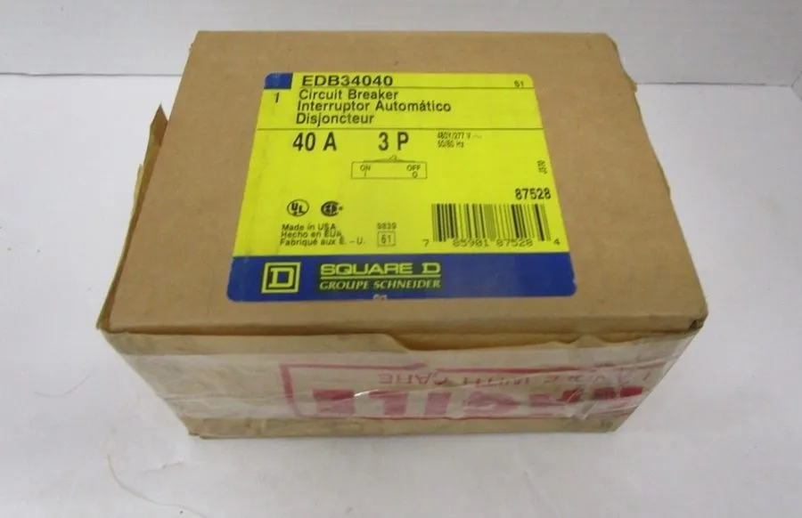Автоматический выключатель Square D EDB34040 40A 480V 3-Pole Molded Case Circuit — фото лота 1