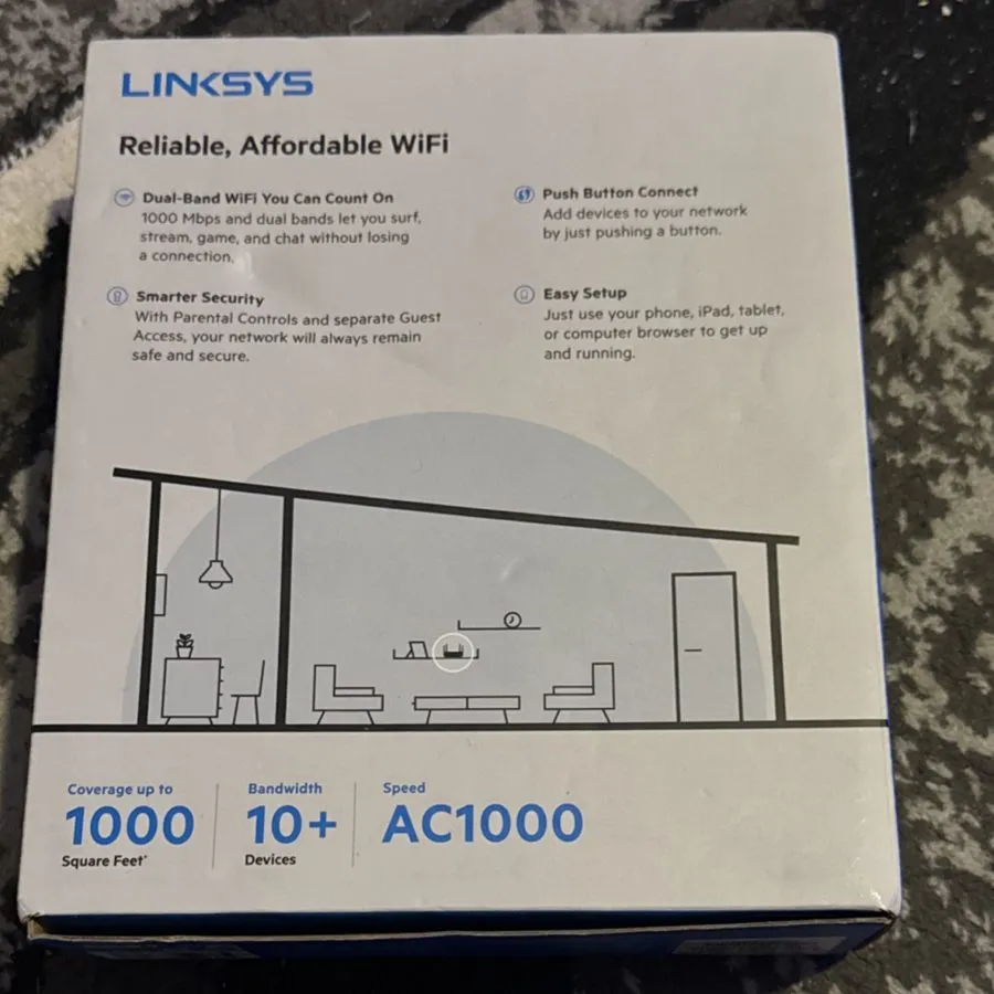 Маршрутизатор Linksys E5350 WiFi 5 Dual-Band AC1000 Router, East Setup, Reliable