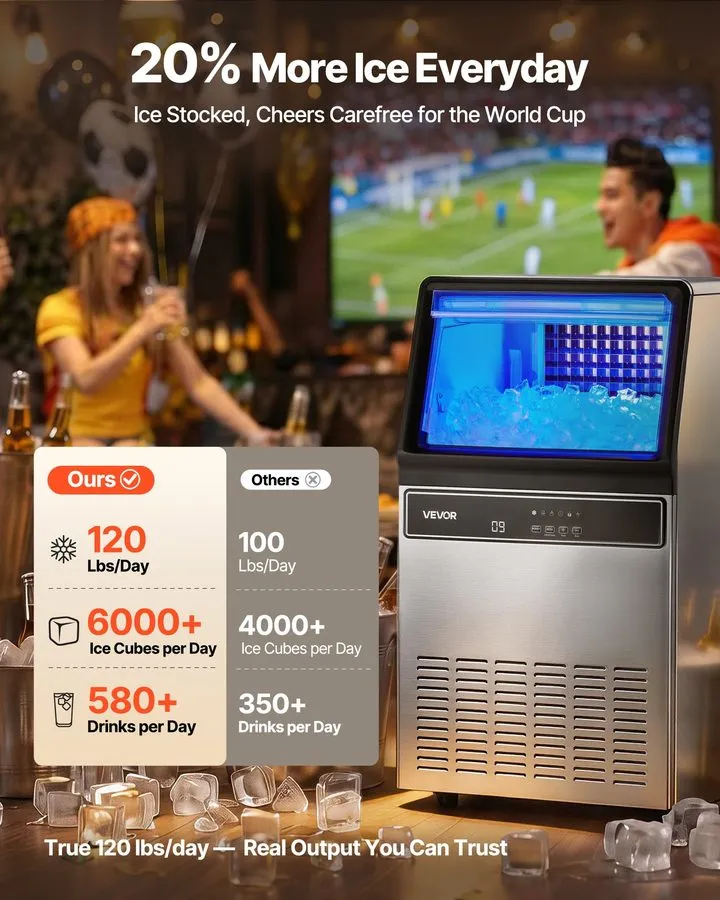 Льдогенератор Efficiency Commercial Ice Maker Machine 120lbs/24H ETL Certified, 