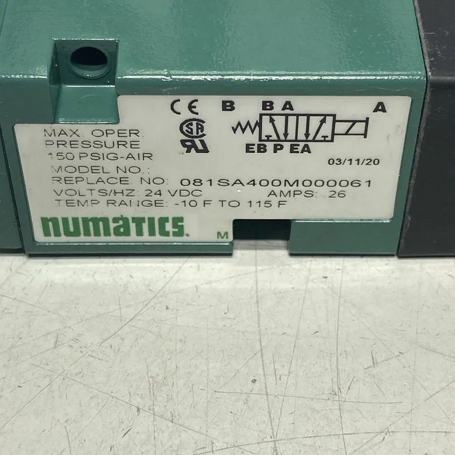 Пневмоклапан Numatics 081SA400M000061 Pneumatic Valve 24VDC 150PSI .26A