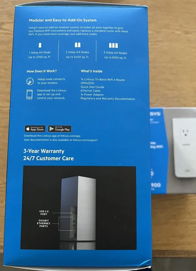 Объектив LINKSYS VELOP MX4200,ROUTER,3-PORT SWITCH,GIGE,WI-DI 6,TRI BAND-W/Exten — фото лота 2
