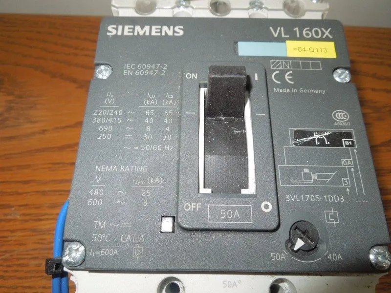 Автоматический выключатель Siemens VL 160X 3VL1705-1DD33-0AA0 40A 50A 3p 600V Ci — фото лота 1