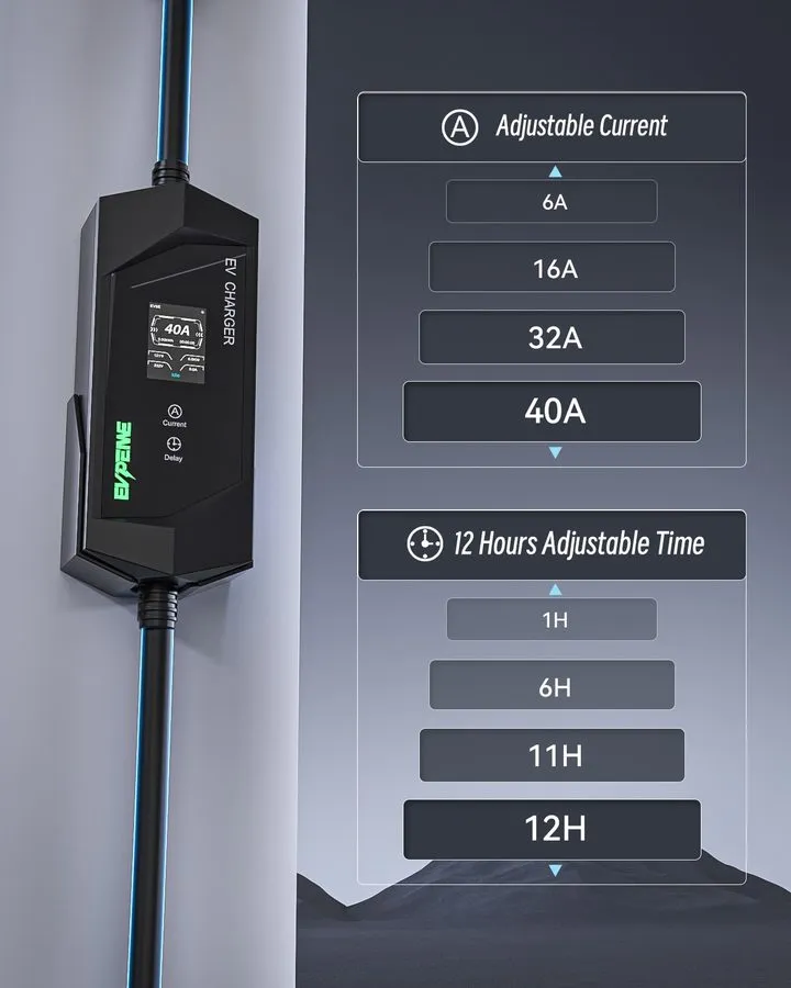 Аккумулятор Level 1/2 EV Charger для Tesla Model 3/Y/X/S 40A Adjustable NEMA14-5