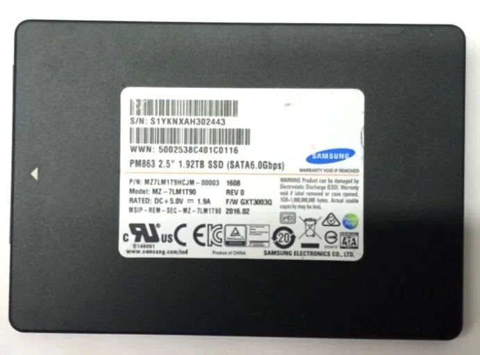 SSD-накопитель MZ-7LM1T90 Samsung PM863 1.92TB SATA 6Gbps 2.5'' MZ7LM1T9HCJM-000