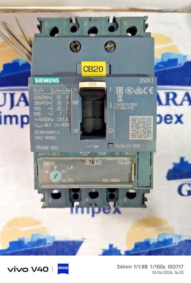 Автоматический выключатель Siemens 3VA1112-5EE32-0AA0 Circuit Breaker 125A W3VA9 — фото лота 2