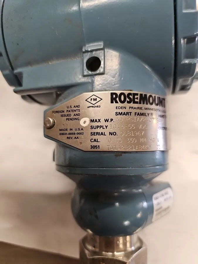 Датчик давления ROSEMOUNT TA1A2B21AB4K5 Pressure Transmitter 10.5-55 VDC 30 PSIA — фото лота 1