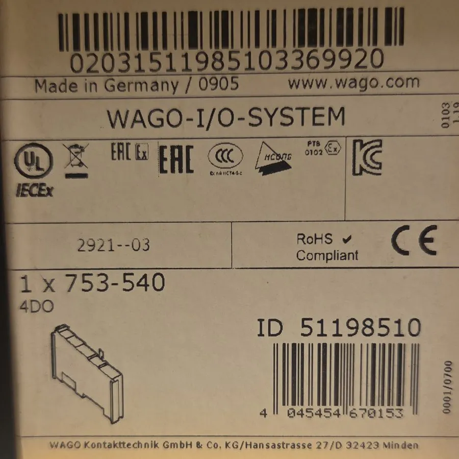 Модуль ввода-вывода Wago 753-540 DIN Rail Digital Output Module Spring Terminal  — фото лота 2