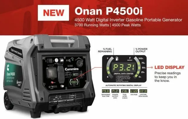 Генератор Cummins Onan P4500i 4500 Watt Digital Inverter Generator {49 STATES} — фото лота 2