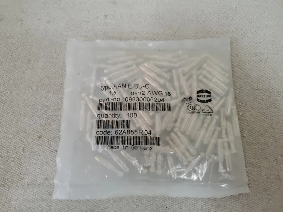 Разъём of 100 Harting HAN-E-F Connector Crimp 09330006204 1.5 mm2 AWG 16