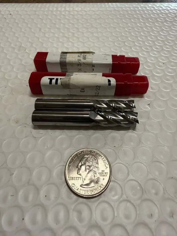 Режущий инструмент Titan USA Carbide Endmill 3/8 SE 4FL FM 1 LOC 2-1/2 OAL TC905 — фото лота 1