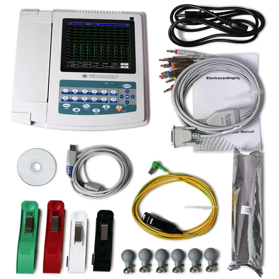 Электрокардиограф ECG1200G Touch Screen 12-Lead 12 Channel ECG EKG Machine Free  — фото лота 2