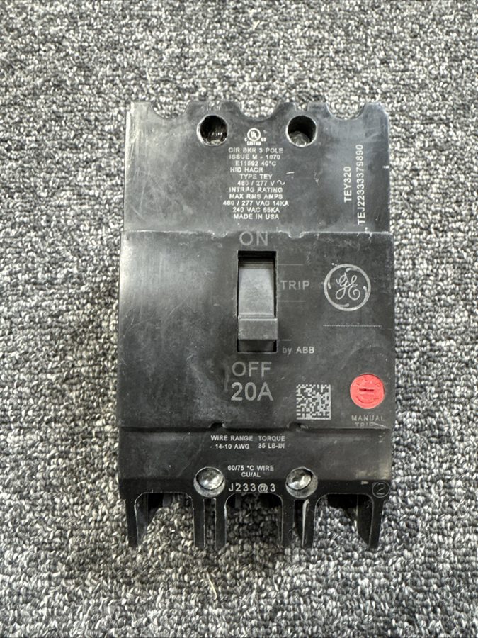 Автоматический выключатель GE TEY320 3P 20 AMP 480V CIRCUIT BREAKER