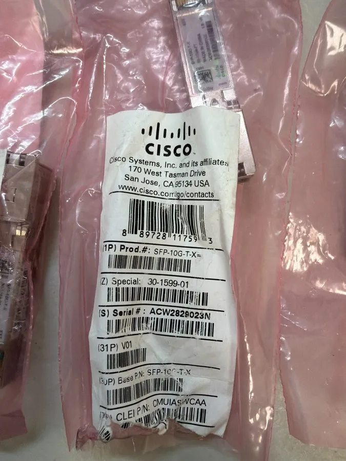 Трансивер Cisco SFP-10G-T-X SFP+ 10GBASE-T Copper RJ45 Transceiver 30m w/ Hologr