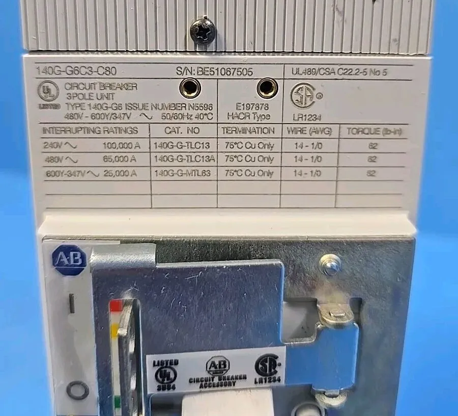 Автоматический выключатель 140G-G6C3-C80 ALLEN BRADLEY Circuit Breaker 80A 3-Pol — фото лота 1