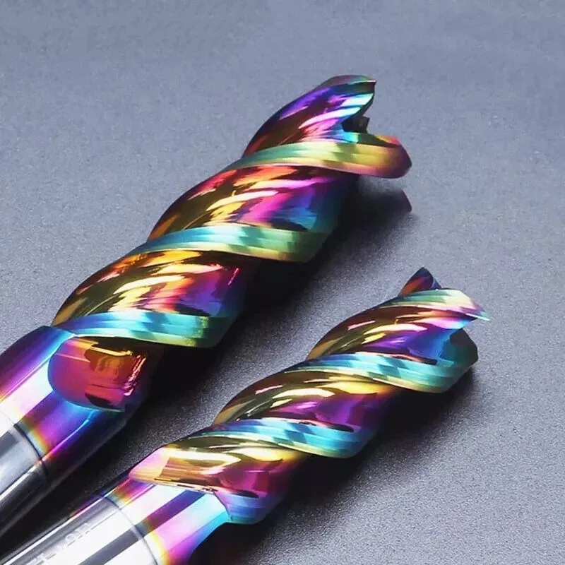 Режущий инструмент HRC65° 3Flute Carbide Colorful End Mill CNC U-Groove Milling 