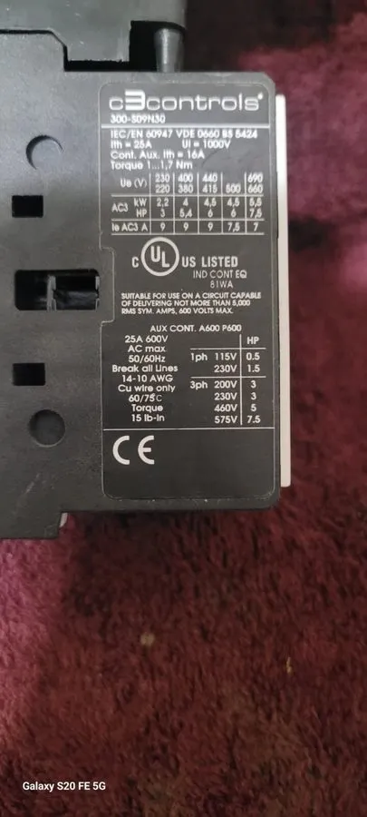 Автоматический выключатель C3 Controls 330-T25S2D25 Motor Protection Circuit Bre — фото лота 2
